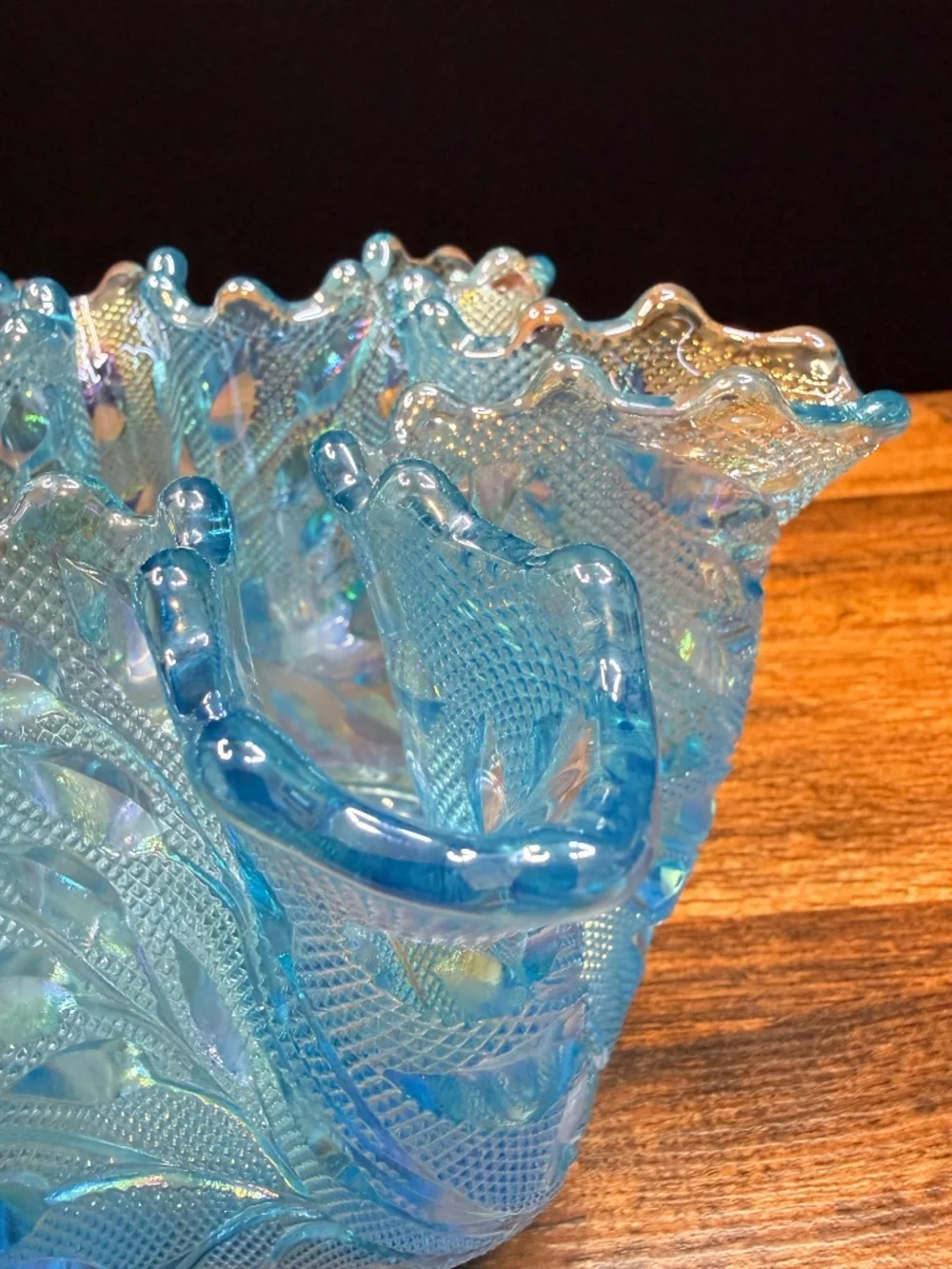 1980s WESTMORELAND Blue Iridescent Vase